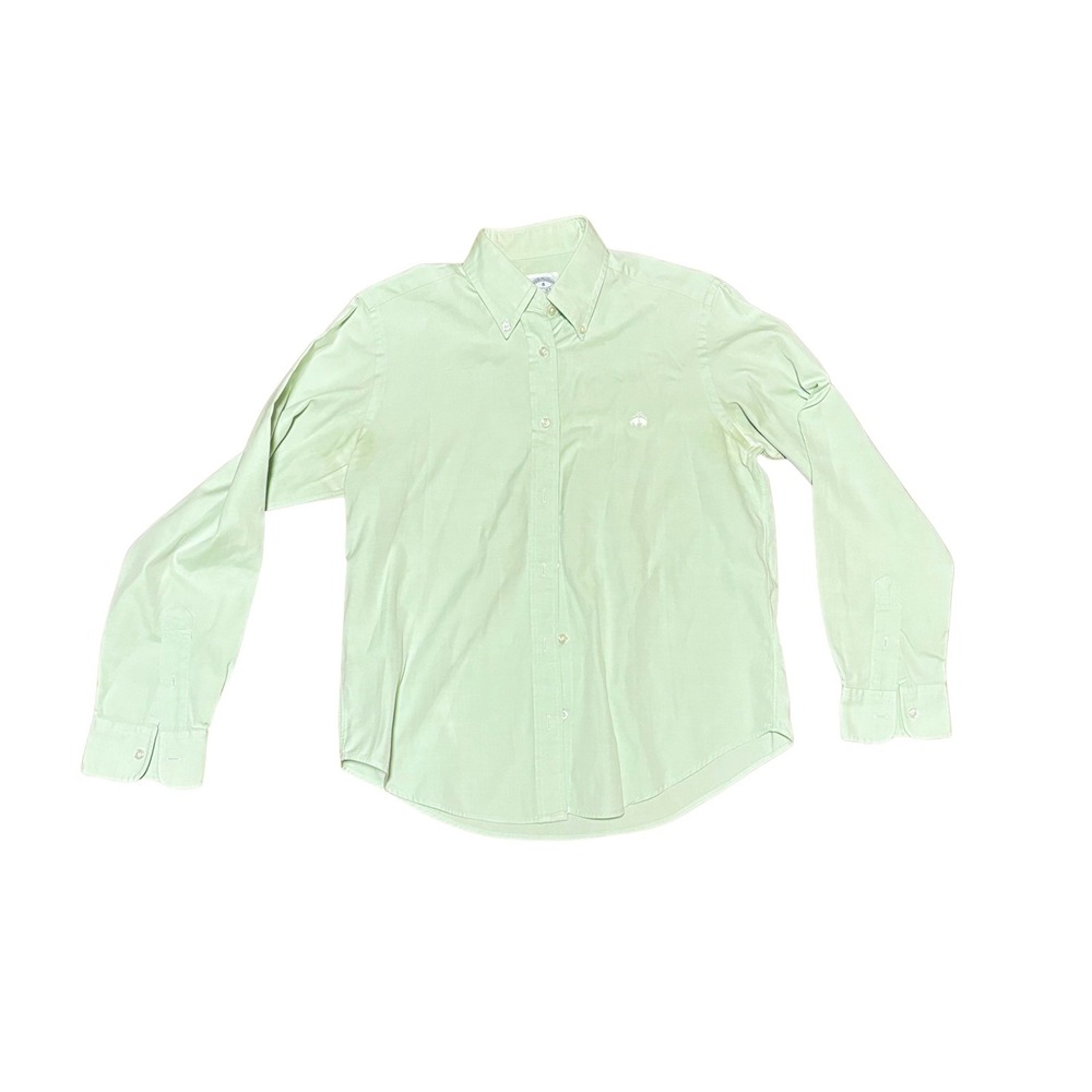 Brooks Brothers Womens Cotton Button Down Shirt Light Green Long Sleeve Size S